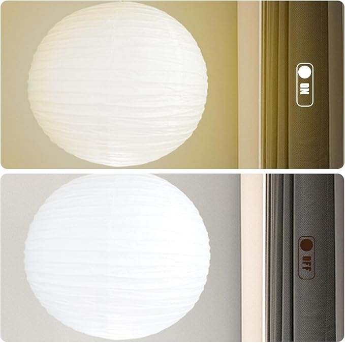 16PCS Colorful Lantern Lights, White Round Rice Paper Lamp Shades, Chinese/Japanese Paper Lantern Pendant Light for Party Decoration, Wedding, Home Decor