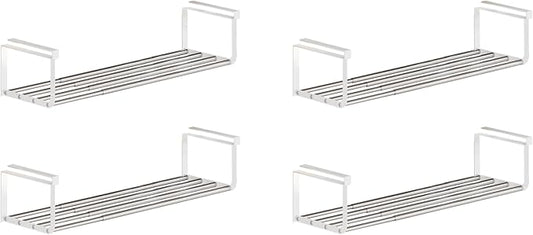 Expandable Shoe Rack Organizer - Adjustable Shoe Rack & Under Cabinet Shelf - for Shoe or Clothing Storage and Organization, Under Shelf Storage (Stainless,4Pcs)