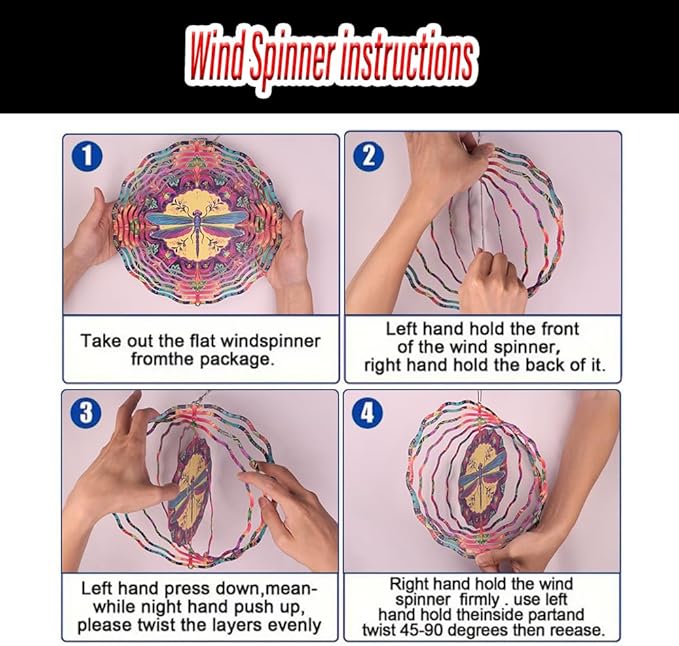 3D Wind Spinner for Garden - 10inch Stainless Steel with Double-Sided UV Printing | High-Resolution Images | Weather-Resistant Outdoor Spinning Decor for Patio, Yard & Gifts (Dragonfly)