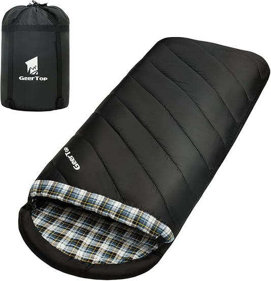 GEERTOP Flannel Sleeping Bag for Adults XXL 4 Season, 0 Degree Sleeping Bag for Winter Cold Weather