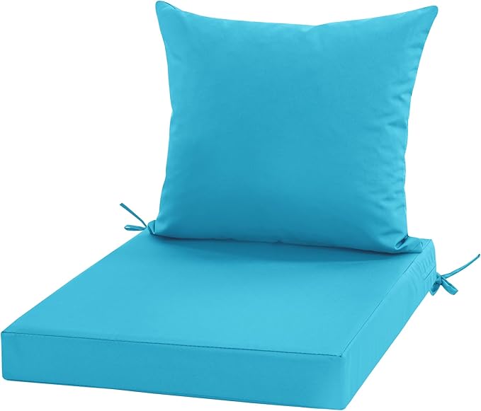 Outdoor Cushions for Patio Furniture, Waterproof Outdoor Chair Cushion w/Fade-Resistant, Removable & Machine-Washable Cover, 22x22 Inch, Deep Seat Sofa/Couch Pad Replacement – Set of 1/2/4, Teal