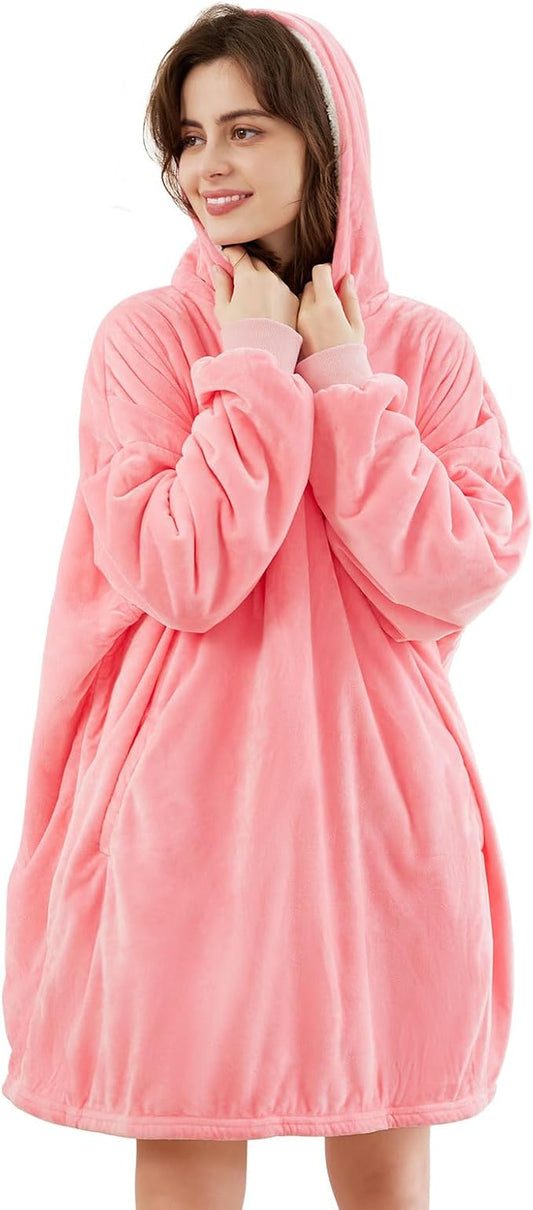 LetsFunny Blanket Hoodie,Oversized Wearable Sherpa Fleece Blanket Sweatshirt,Super Soft Warm Cozy with Giant Pocket,Gifts for Women Men Adults Teenagers Kids, One Size Fits All