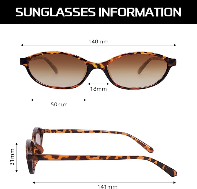 Retro Oval Sunglasses for Women Chic Cat Eye 90s Sunnies Lightweight Narrow Shades Trendy UV protection Sun Glasses