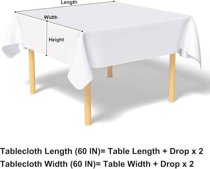 misaya Square Waterproof Vinyl Table Cloth, Buffalo Flannel Backed Tablecloth, Wipeable Plastic Table Cover for Dinner, Kitchen, Outdoor (60" x 60", Burgundy and White)