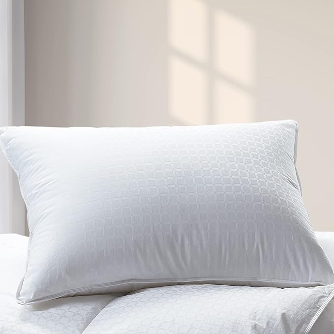 Cuddledown Dreamstead Premium Sleeping Pillow| European White Goose Down | 700 Fill Power | 300 Thread Count 100% Cotton Shell | Windowpane Weave | Hypoallergenic | Handcrafted | Queen - Firm