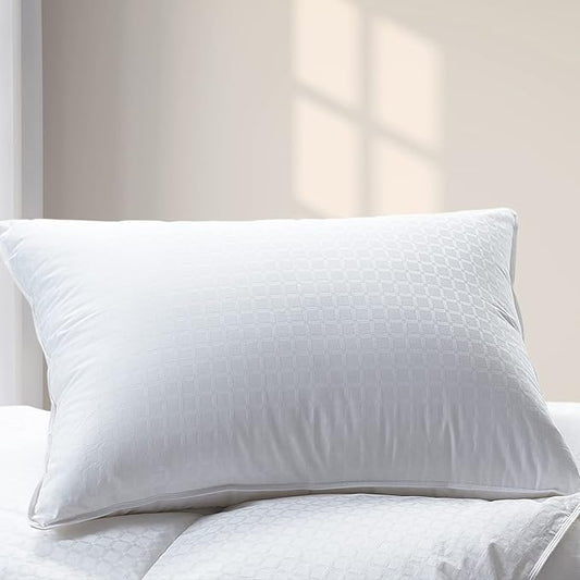 Cuddledown Dreamstead Premium Sleeping Pillow| European White Goose Down | 700 Fill Power | 300 Thread Count 100% Cotton Shell | Windowpane Weave | Hypoallergenic | Handcrafted | Queen - Firm