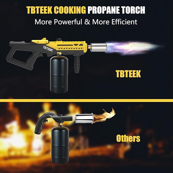 TBTeek Propane Torch, Powerful Propane Grill Torch Gun, Kitchen Blow Torch for Cooking, Adjustable Weed Burner Torch, Charcoal Lighter for BBQ, Searing Steaks, Campfire, Welding(Tank Not Included)