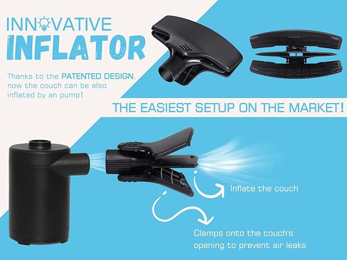 WEKAPO Inflatable Lounger with Pump-Effortless Setup, Ultra-Comfy & Lightweight -Perfect Blow up Couch for Camping, Beach, Hiking & Festivals