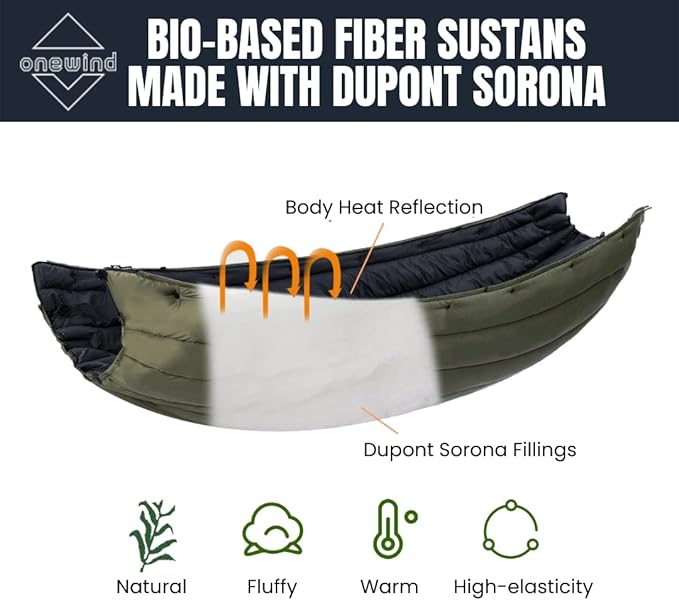onewind Double Hammock Underquilt Warm Insulation Ultralight 3-4 Season Camping Quilt, Portable for Hiking, Backpacking