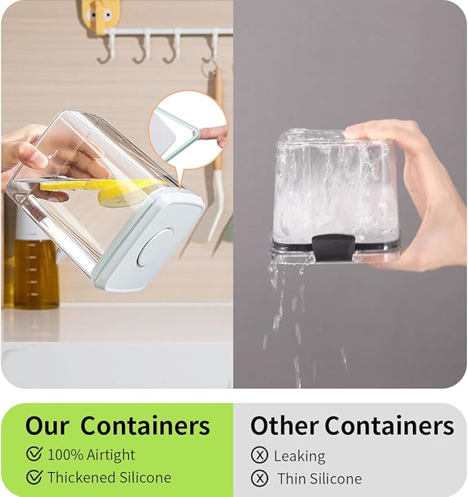 Airtight Food Storage Containers,1.3Qt 3Pcs Pop Food Containers with Lids, Stackable One Button Opening Kitchen Pantry Organizers and Storage, BPA-Free Food Containers Set for Snacks Candy Spices