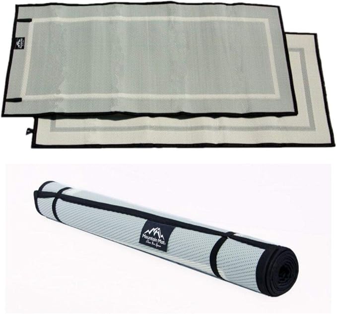 3x6 Solid Gray RV Patio Mat – Extra Thick 5mm Recycled Poly Rug – Waterproof, Reversible, Heavy-Duty – Compact Premium Outdoor Rug for Camping, Deck, Beach (Grey, 3' x 6')