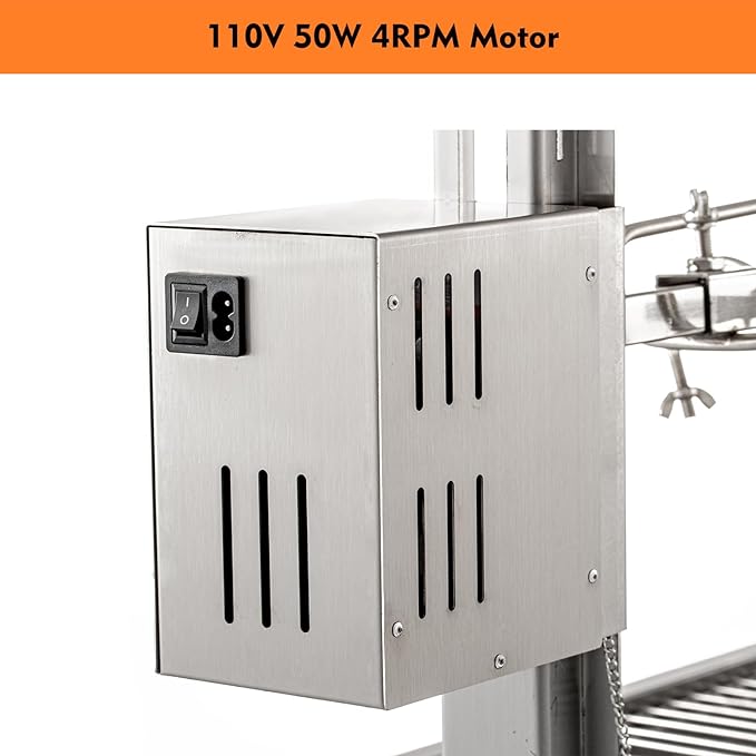 50W Rotisserie Grill Roaster 51 Inch BBQ Outdoor Small Pig Lamb Rotisserie Roaster 132LBS/60KG Stainless Steel Charcoal Spit Rotisserie Roaster Grill Great for Camping Outdoor Barbecue