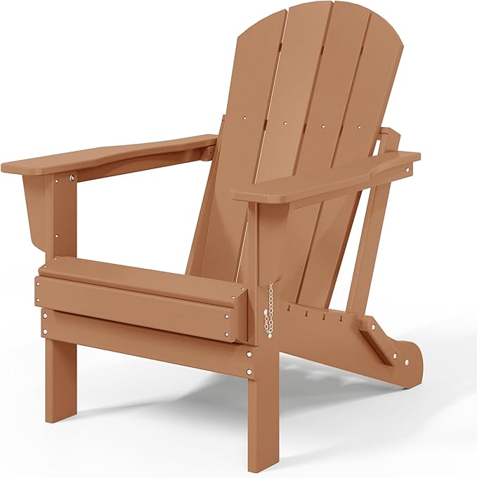 WestinTrends Malibu 2 Piece Set Outdoor Folding Poly Adirondack Chair, Teak