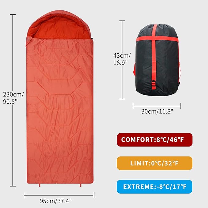 Jumbo Sleeping Bag for Adult&Kids,Cold&Warm Weather with Compression Sack and Water Resistant for Family Camping,Travel and Car Camping