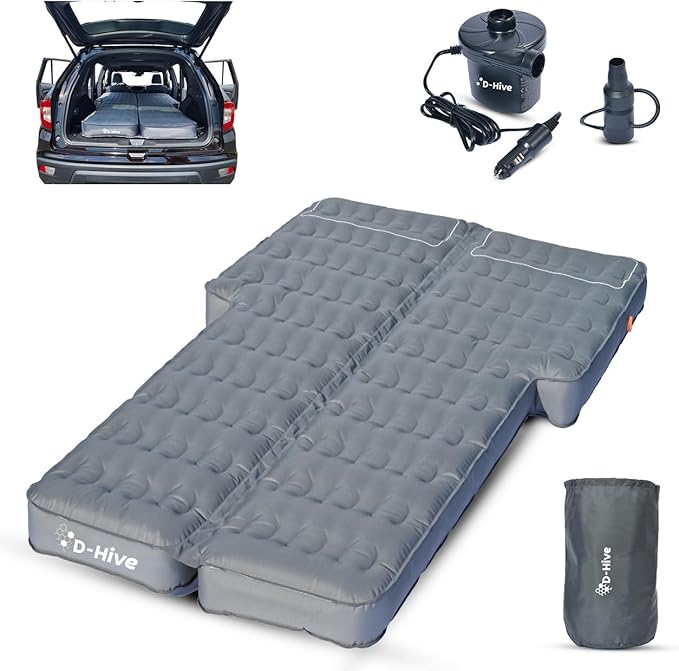D-Hive Unbeatable Durability SUV Air Mattress for Car Camping, Durable Extra Thick 300D Oxford Fabric, Quick Easy Set-Up w/Electric Pump, Car Bed Mattress, Mattress for SUV, Air Mattress