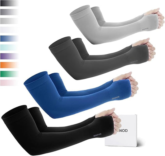 GOUNOD Sun Protection Cooling Arm Sleeves with Thumb Holes - Gardening Outdoors Sports Workouts Sunscreen Arm Sleeves
