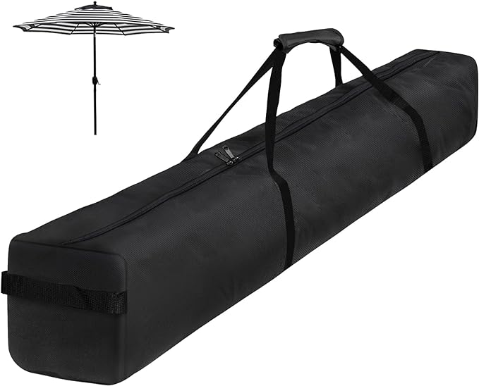 67 Inch Waterproof Umbrella Storage Bag for Outdoor Beach Patio Umbrellas, Oversized Hammock and Steel Stand With Handles and Zippers, Black