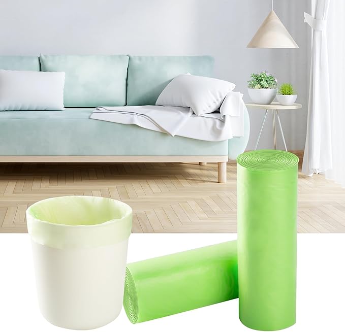 3 Gallon Small Trash Bags 100 Count Biodegradable Mini Garbage Bags Leakproof & Tear Resistant Trash Can Bin Liners Fit Bathroom, Office, Car, Diaper Pail Unscented Green