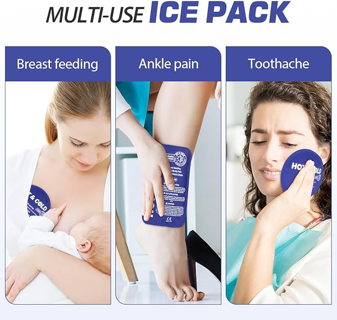 Hilph Ice Packs for Injuries Reusable, 6 Pack Soft Hot and Cold Gel Ice Pack Set for Pain Relief, Swelling, Bruises, Inflammation and Post Surgery Recovery, Ideal for Head, Ankle, Knees and Neck