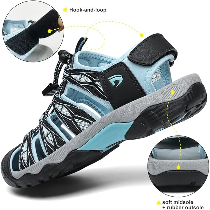 Dannto Women's Sport Hiking Sandals Closed Toe Outdoor Athletic Walking Sandal Lightweight Summer Water Shoes