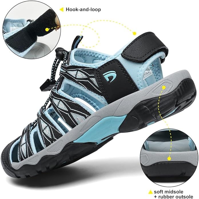 Dannto Women's Sport Hiking Sandals Closed Toe Outdoor Athletic Walking Sandal Lightweight Summer Water Shoes