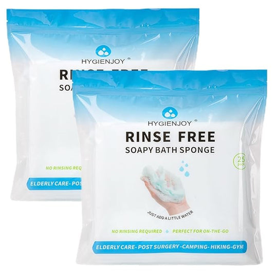 HYGIENJOY-21% Larger,No Rinse Bathing Wipes for Adults-Rinse Free Bath Sponges, Soap Infused,Extra Thick and Dry Shower Wipes for Elderly,For Camping,Hiking,GYM,Post Surgery Must Haves,(50 counts)