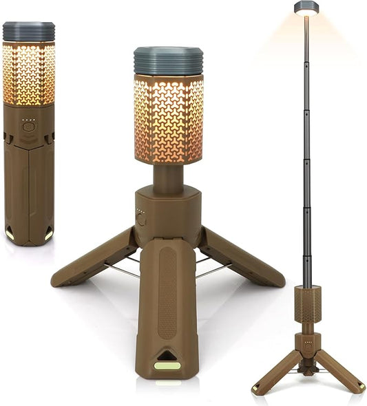 Telescopic Camping Lights,Portable Camping Lantern with Storage Bag,10500mAh Rechargeable Outdoor Adventure Emergency Light,Waterproof LED Work Lights with Magnetic (Khaki)