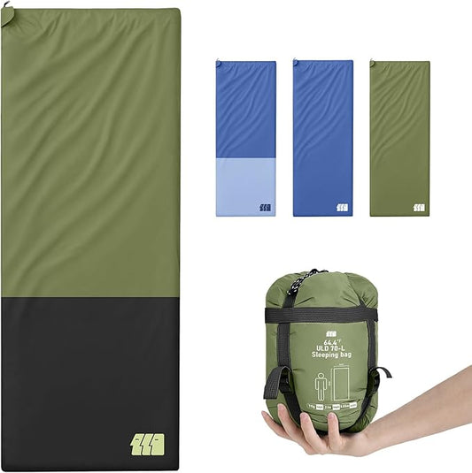 Ultralight Warm Weather Sleeping Bag - Portable, Waterproof, Compact Lightweight, Comfort with Compression Sack - Great for Outdoor Camping, Backpacking & Hiking
