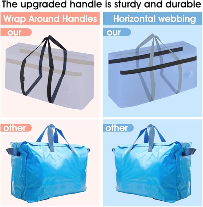 6 Pack Moving Bags Heavy Duty Extra Large 90L, College Packing Bags for Moving Clothes, Moving Supplies & Boxes with Zippers and Handles, Storage Bags Moving Totes Camping Essentials (Blue)