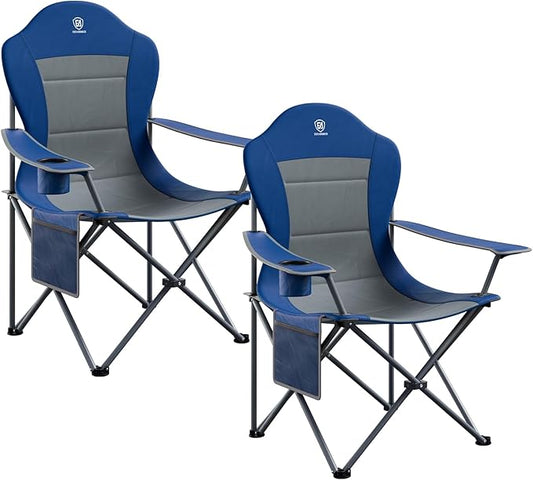 EVER ADVANCED Camping Chairs, Lawn Chairs Outdoor Sports Chairs, Folding Chair Camping Chairs for Adults, Supports 400lbs