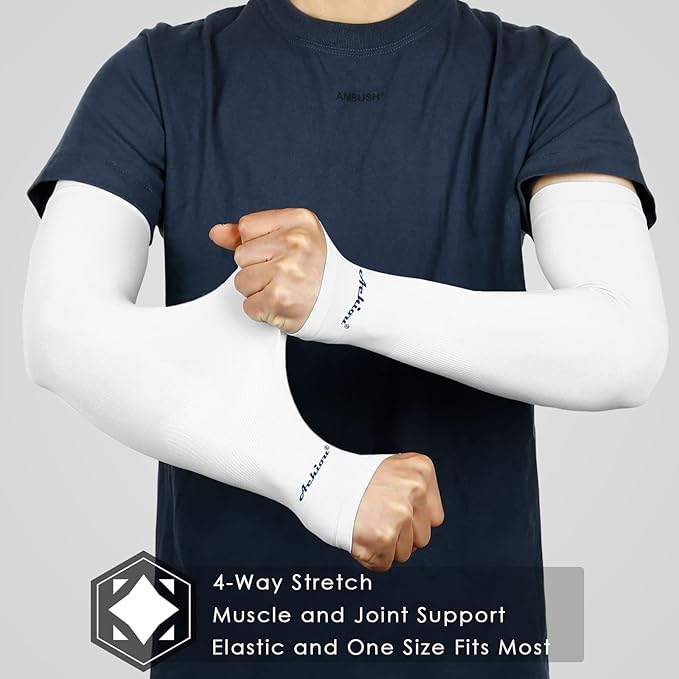 Achiou Arm Sun Sleeves Compression UV Protection Cooling for Men Women Summer Sunblock Basketball Football, Cover Arms Tattoo