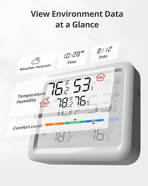 SwitchBot Meter Pro, Digital Hygrometer & Thermometer - Wireless Indoor Temperature & Humidity Monitor with Bluetooth App Control, Real-Time Alerts, Works with Apple Home