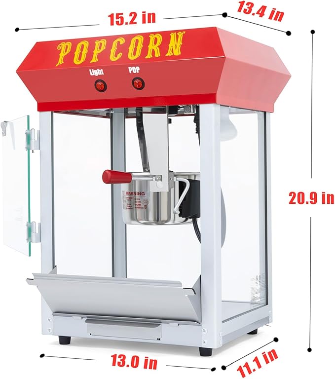 6 Ounce Popcorn Machine, Bar Style Popcorn Machine Popcorn Maker 600W Electric Popper for Home Theater Parties, and Events