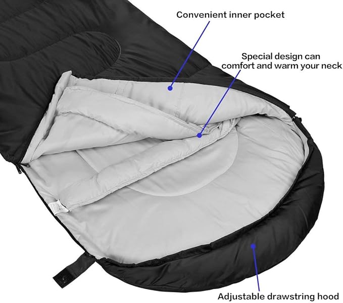 Sleeping Bag,3-4 Seasons Warm Cold Weather Lightweight, Portable, Waterproof Compression Sack Adults & Kids - Indoor & Outdoor Activities: Traveling, Camping, Backpacking, Hiking