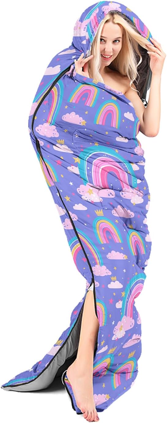 AILONEN Outer Space Astronaut Camping Sleeping Bags,Lightweight & Waterproof,3 Season Warm & Cool Weather,Cartoon Sleeping Bags for Kids,Boys Girls Travelling,Outdoors