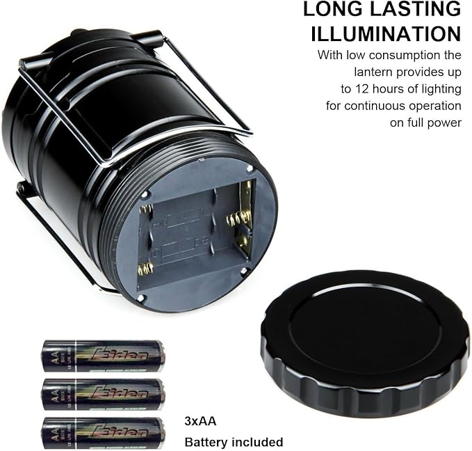 LED Battery Powered Lanterns, Portable, Waterproof, Collapsible Lights for Camping, Emergency, Hurricane, Storms, and Power Outages, Pack of 6