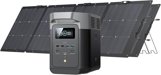 EF ECOFLOW Solar Generator DELTA 2 with 2x220W Portable Solar Panels, 1024Wh LFP Battery, Fast Charging, Portable Power Station for Home Backup Power, Camping & RVs