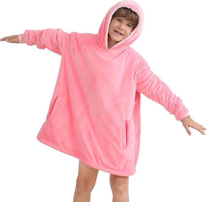 LetsFunny Blanket Hoodie,Oversized Wearable Sherpa Fleece Blanket Sweatshirt,Super Soft Warm Cozy with Giant Pocket,Gifts for Women Men Adults Teenagers Kids, One Size Fits All