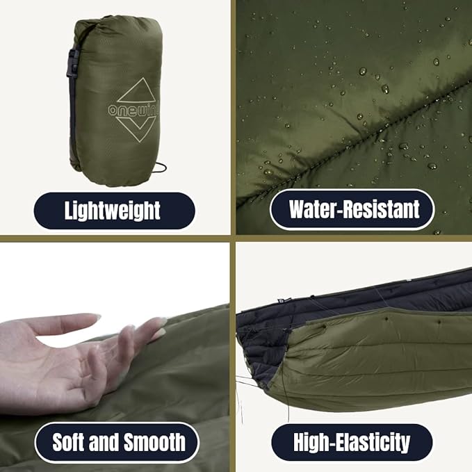 onewind Double Hammock Underquilt Warm Insulation Ultralight 3-4 Season Camping Quilt, Portable for Hiking, Backpacking