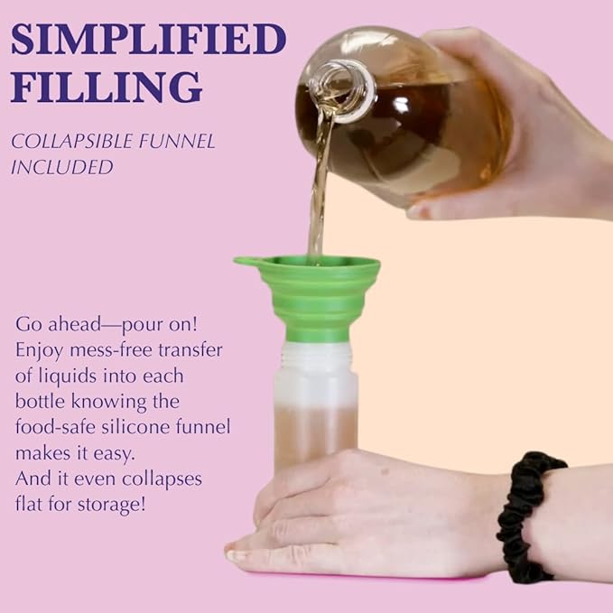 6-Pack Condiment Squeeze Bottles for Sauces - Includes Funnel, Erasable Marker & Reusable Labels, Perfect for Salad Dressings, Liquids, and Ketchup, Durable Plastic 12 oz Bottles