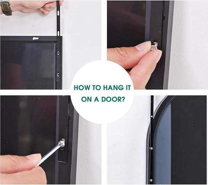 50"x16" Black Modern Full Length Mirror - Door Hanging Mirror for Bathroom, Bedroom, Living Room & Locker Room