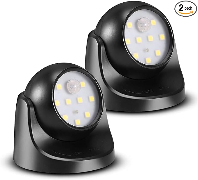 ProGreen 6000K Battery Motion Sensor Light Outdoor Waterproof Wireless LED Battery Powered Wall Light Auto On/Off Night Light 2 Pack Cool White