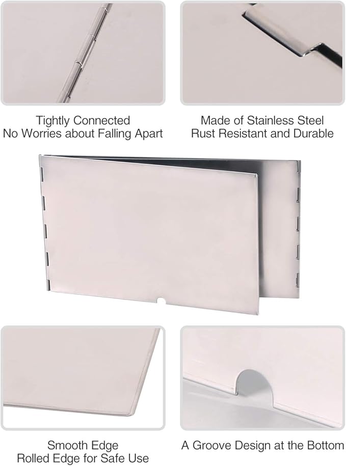 REDCAMP Folding Stainless Steel Stove Windscreen, Camping Stove Windshield Butane Burner Windshield for Hiking, Outdoor, Backpacking