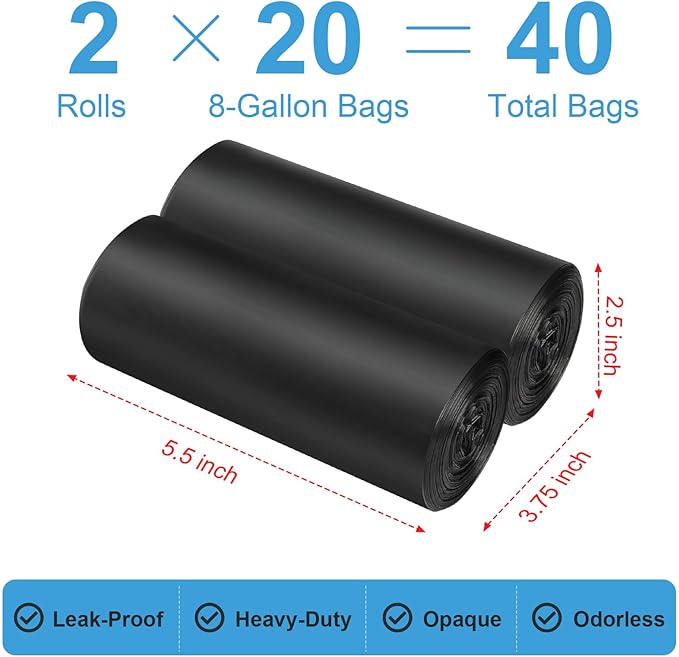 40 Portable Camping Toilet Bags, Biodegradable Compostable Thickened for 5 Gallon Bucket Toilet