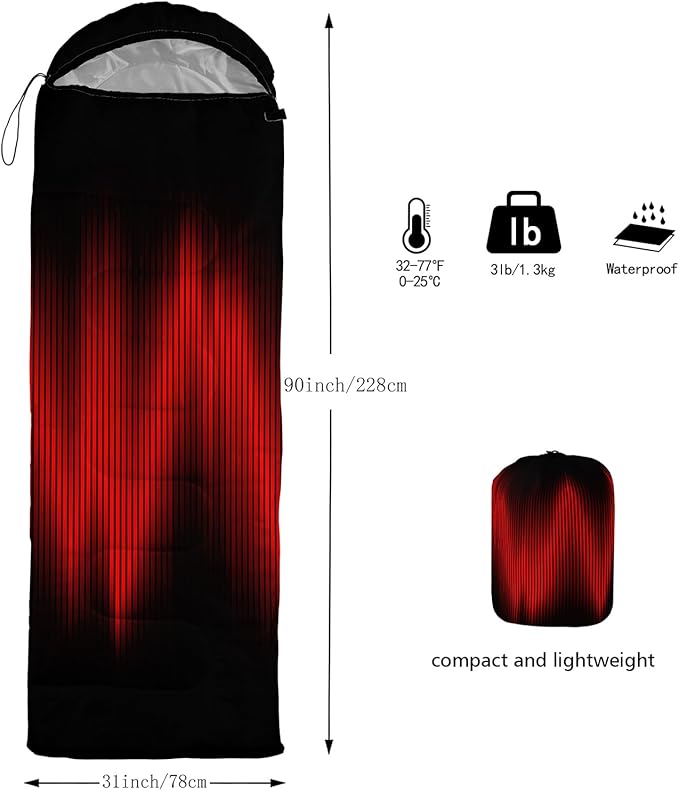 QOOMO Camping Sleeping Bags,3 Season Warm & Cool Weather,Lightweight,Waterproof Sleeping Bags for Adults & Kids,Traveling,and Outdoors,Camping Gear Equipment