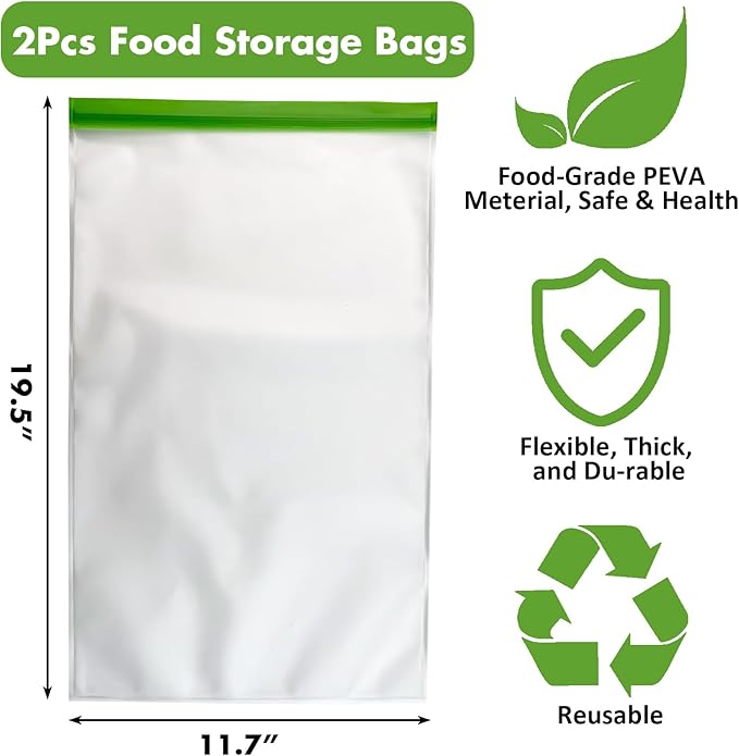 Odor Proof Food Storage Bear Bags Reusable Zipper Barrier Bags Airtight Bags Keep Fresh and Waterproof for Backpacking, Camping, Outdoor Bear Proof Refrigerator Freezing (2 Pack)