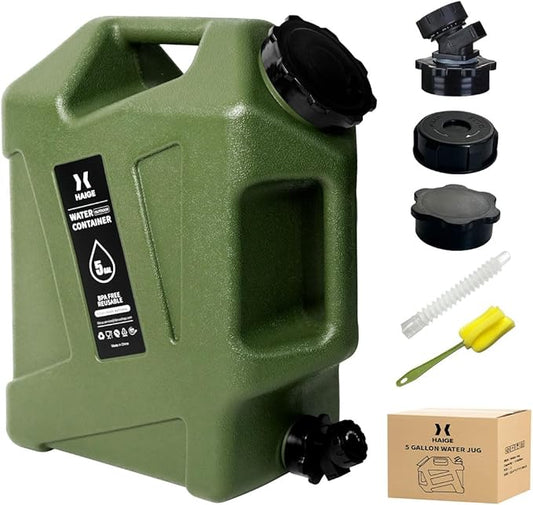HAIGE Gallon Water Container with Spigot (5 Gallon Water Jug Green)