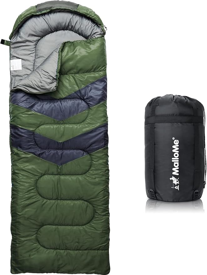MalloMe Sleeping Bags for Adults Cold Weather & Warm - Backpacking Camping Sleeping Bag for Kids 10-12, Girls, Boys - Lightweight Compact Camping Essentials Gear Accessories Hiking Sleep Must Haves