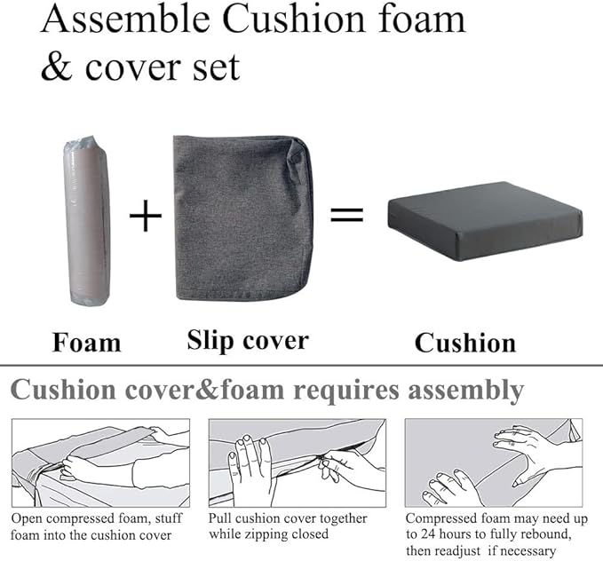 Patio Chair Cushions Set of 2 Non Slip Bottom Chair Pad with Ties Waterproof Square Outdoor Seat Cushion Replacement for Garden Swing Furniture 20x20 Inch, Light Khaki