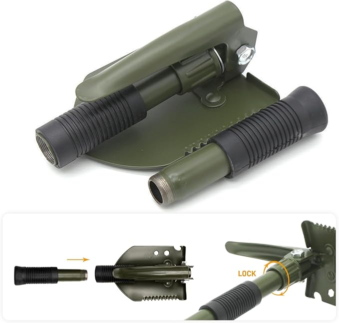 Mini Folding Camping Shovel, Lightweight Portable Small Tactical Survival Shovel, High Carbon Steel Military Shovel Entrenching Tool for Outdoor, Hiking, Digging, Backpacking, Car Emergency, Off Road